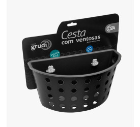 Cesta com Ventosas Coza Preta 20,3x11,5x10Cm 108120008