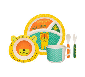CONJUNTO PARA REFEIÇÃO INFANTIL OXFORD 5 PEÇAS LEÃOZINHO JH6138
