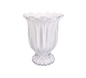 Vaso de Vidro Mek Branco Leitoso Veneza 16x22Cm