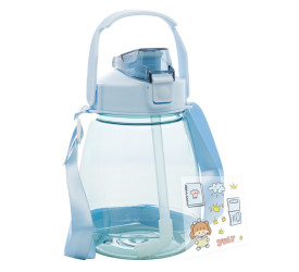 Garrafa Lyor Multiuso C/ Alca Dupla e Canudo Azul 1200 Ml
