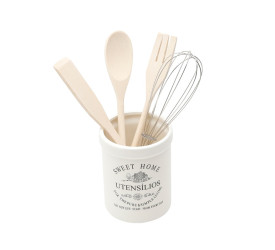Conjunto Wolff 4 Utensílios P/cozinha C/suporte Cerâmica Br