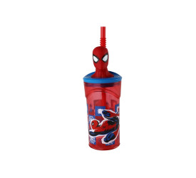 Copo 3d Yangzi C/ Canudo Homem Aranha 360ml