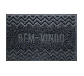Capacho Kapazi Vinilico Zigzag 60X40Cm Grafite Dark Gray 