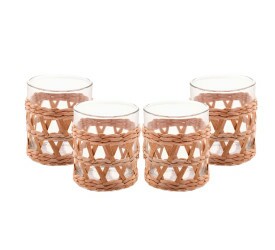 Conjunto De 4 Copos Wolff Whisky De Vidro C/ Sisal 320Ml