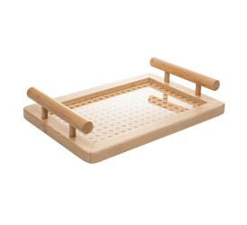Bandeja De Bambu Wolff C/ Alca E Fundo Em Trelica 30x20x5Cm