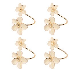 Jogo 4 Aneis Wolff P/ Guardanapo Two Flowers Branco Zamac