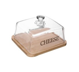 Queijeira Wolff Vidro C/ Base Em Bambu Basic 21x17x12Cm