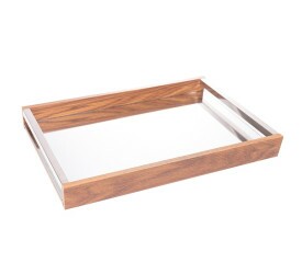 Bandeja Wolff Com Espelho Branch Madeira 45X30Cm 62254