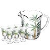 Cnj Wolff Jarra 6 Tçs Palm Hand Painting Cristal 1,3L/240Ml