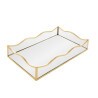 Bandeja C/ Espelho Ocean Lyor Dourada Metal 15x25x4Cm