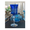 Taça P/Água Bohemia Grace Lapidada Cristal 300ml 22cm Azul