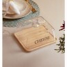 Queijeira Wolff Vidro C/ Base Em Bambu Basic 21x17x12Cm