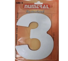 Algarismo 3 Numeral 125mm Branco 500-3