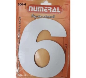 Algarismo 6 Numeral 125mm Branco 500-6