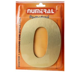 Algarismo 0 Numeral 125mm Ouro Escovado 200-0