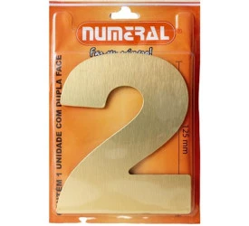 ALGARISMO 2 NUMERAL 125MM ACM OURO ESCOVADO