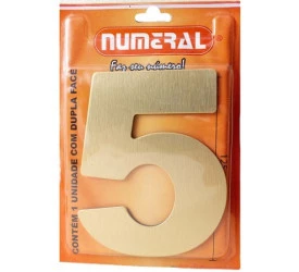 Algarismo 5 Numeral 125mm Ouro Escovado 200-5