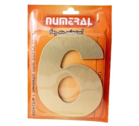 Algarismo 6 Numeral 125mm Ouro Escovado 200-6