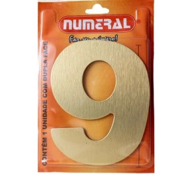 Algarismo 9 Numeral 125mm Ouro Escovado 200-9