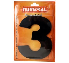 Algarismo 3 Numeral 125mm Preto 600-3