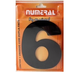 Algarismo 6 Numeral 125mm Preto 600-6