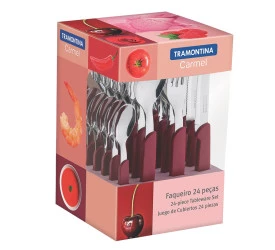 FAQUEIRO TRAMONTINA 24 PEÇAS CARMEL VERMELHO 23499/027