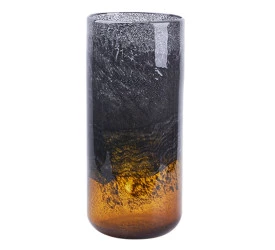 Murano Vaso Bicolor em Vidro Preto 16x38cm L‘hermitage 26286