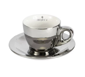 JOGO PARA CAFÉ L'HERMITAGE CHOMINNO 12PÇS 50ML PRATA/BRANCO 26171