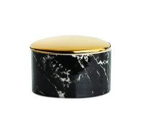 Pote Decorativo em Cerâmica Mart Preto e Dourado10627