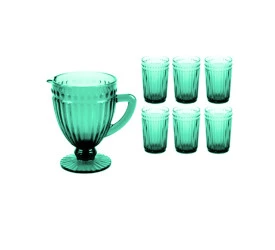 Kit 1 Jarra e 6 Cps Madalozzo Barroca Azul Tiffany Kjc-01-11