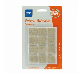 Feltro Adesivo Sintético Quadrado 12un 2,5x2,5cm Yazi 20606