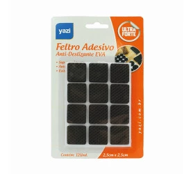 Feltro Adesivo Anti-deslizante Eva Quadrado 12un 2,5cm 20598
