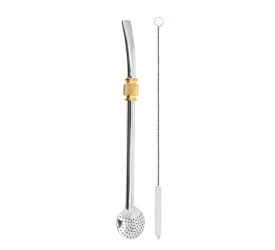 Bomba para Chimarrão e Terere Inox 20cm Gold Yazi 19598 