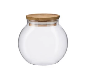Baleiro Borosilicato com Tampa Bambu 450ml Vitrizi 20793