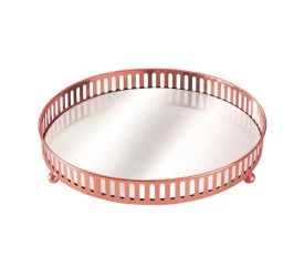 BANDEJA MART COBRE EM METAL COM ESPELHO 5657