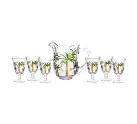 Conjunto Lyor Jarra C/6 Taças De Cristal Palm 1,3l/240ml 