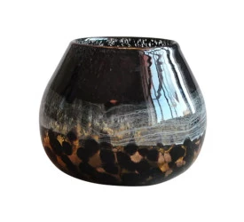 Vaso L'Hermitage Murano Em Vidro Mesclado Preto 13,5x10,8Cm