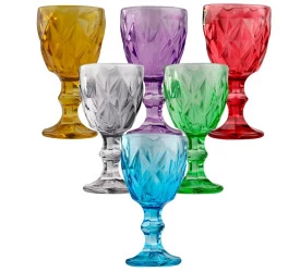 Jogo De 6 Taças L'Hermitage Matelasse Em Vidro Colorido 60Ml