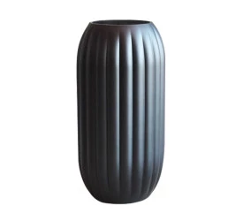 Vaso L'Hermitage Murano Oval Preto Em Vidro D13xA29Cm