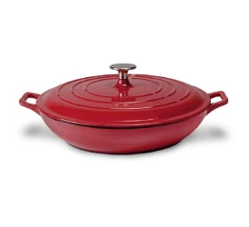 Caçarola Baixa Brinox Com Tampa Saute Vermelha 31,4x6Cm 3,5L