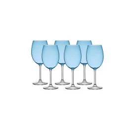 Jogo de 6 Taças Bohemia P/Aguá Gastro Cristal Azul 580ml