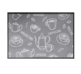 Tapete de Cozinha Uzoo Pvc Estampado Café Cinza Kcf01 40x60