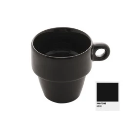 Xícara Lyor P/chá Cerâmica Empilhável Preta 210Ml