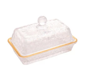 Manteigueira Lyor de Cristal C/tampa Petra 17x10,5x10Cm