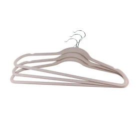Conjunto 5 Cabides Lyor de Plástico Aveludado Bege 