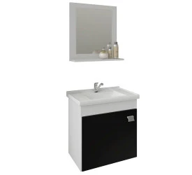 Armário Mgm Íris C/Espelheira 44cm Branco/Preto