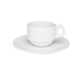 Jogo de Xicaras para Café Empilháveis 75ml Com Pires Branco