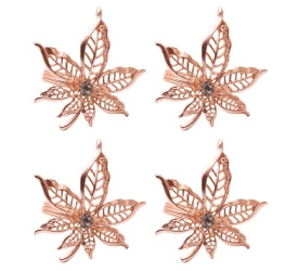 Jogo De 4 Anéis Flor Para Guardanapo Cor Rose