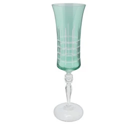 Taça P/Champanhe Bohemia Grace Lap. Cristal 190ml Verde Gris