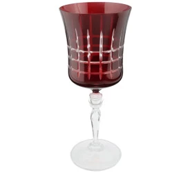 Taça P/Água Bohemia Grace Lapidada Cristal 30ml 22cm Verm.